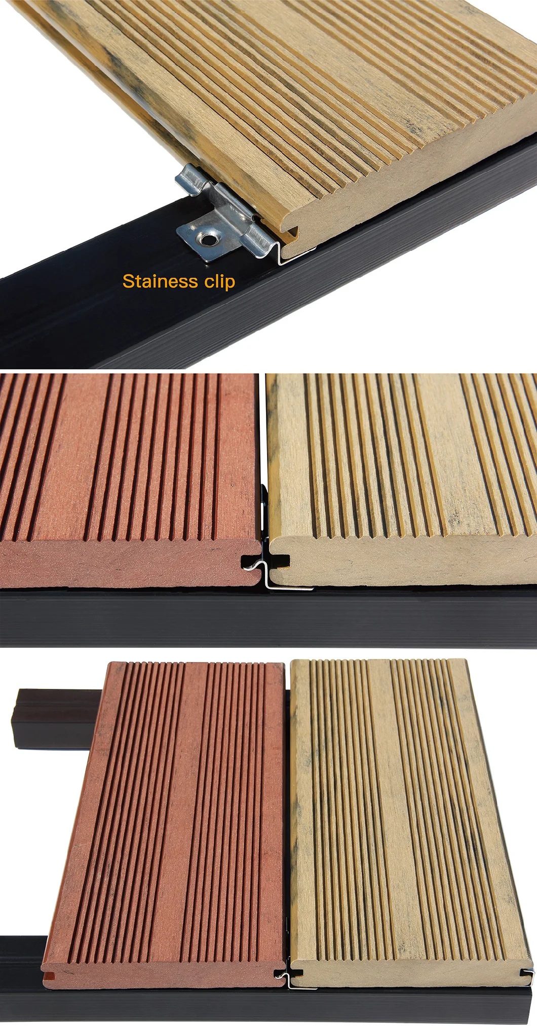 WPC Decking Antiseptic Wood Flooring, Wood Plastic Composite PE Outdoor Decking Flooring 140*23mm