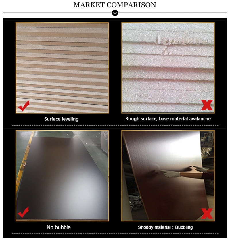 FSC Certifcate 12mm Furniture Board Laminated HPL Melamine Film Faced MDF / Chipboard / Plywood for Kitchen Cabinet Decorationmdf