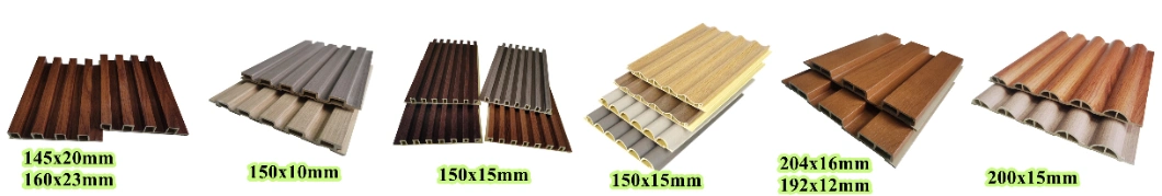 195mm Width Light Luxury Indoor Grille Plate Wall Panel Fluted Wood Plastic Composite WPC Ceiling