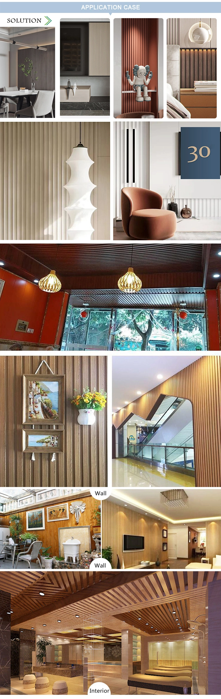 New Design Interior Wall Cladding Material WPC Wall Panels for Indoor Use